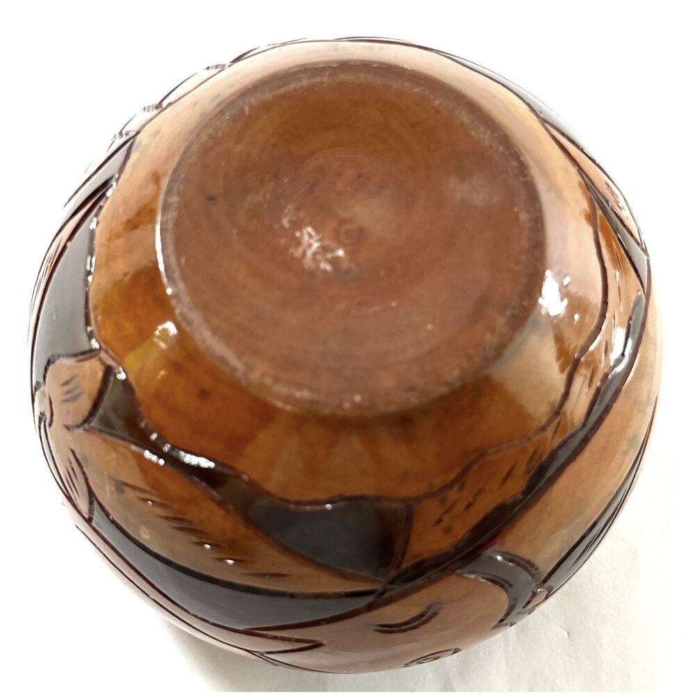 Hand Carved Teak Wood Lidded Jar Indonesian Folk Art Animal Motif Trinket Box 5” - Picture 9 of 9